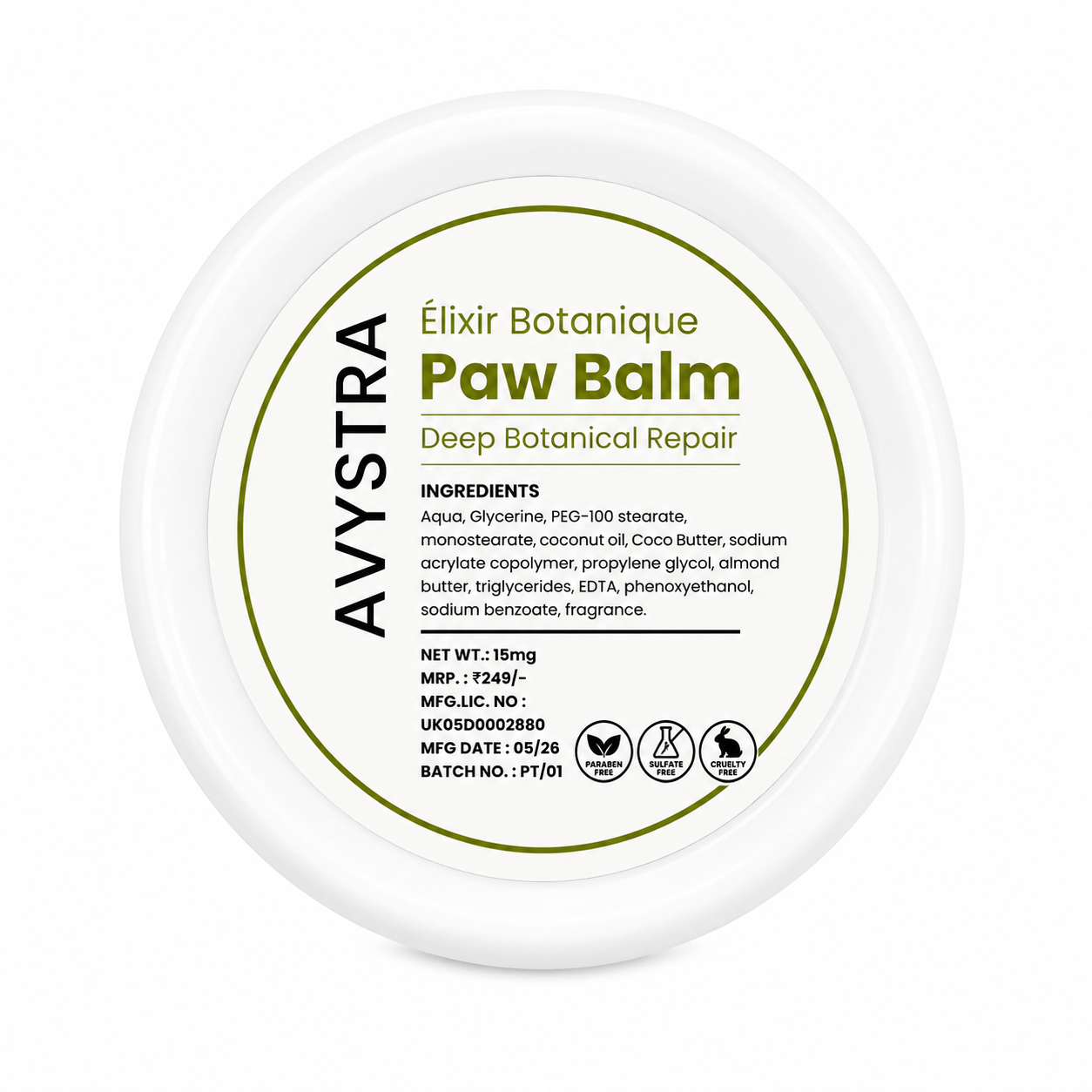 AVYSTRA Élixir Botanique Paw Balm | Deep Repair Paw Balm for Dogs & Cats | 15g